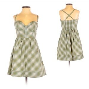 Y2K farm Green plaid Sweetheart Spaghetti Strap Sundress